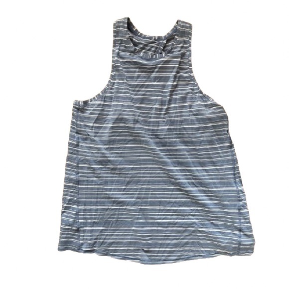 Lululemon All Tied Up Tank Cut Back Stripe Tempest Blue White 8 - Picture 7 of 9